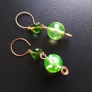 Vibrant & Energetic Green + Copper Dangle Earrings - Lightweight Acrylics!